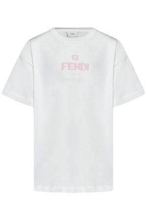 White cotton tshirt  FENDI KIDS | JFI2877AJF0TU9